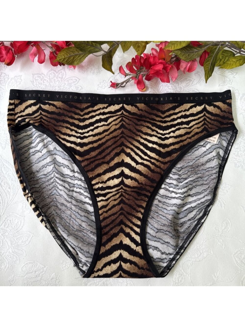 VICTORIA'S SECRET M ANIMAL PRINT HI LEG BRIEF COTTON BLEND PANTIES NWT